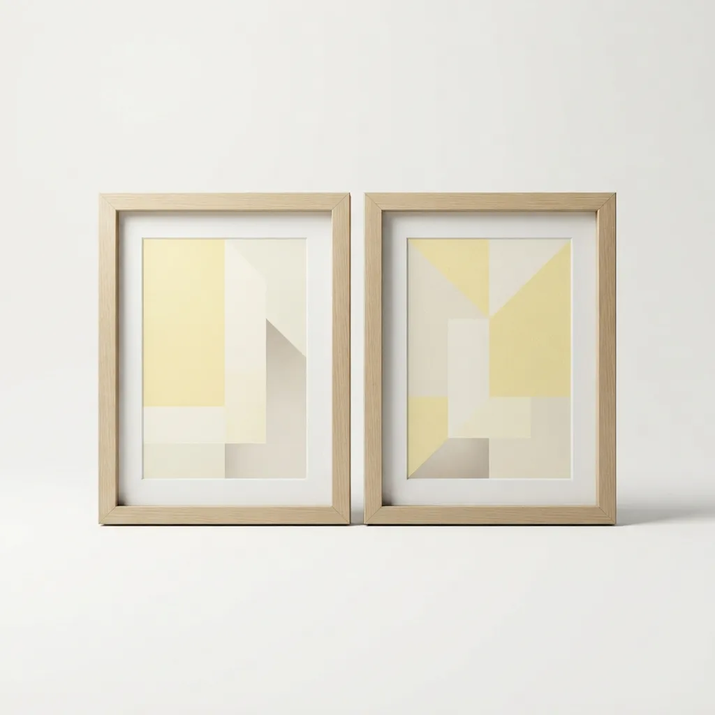 Model portrait and abstract art print set