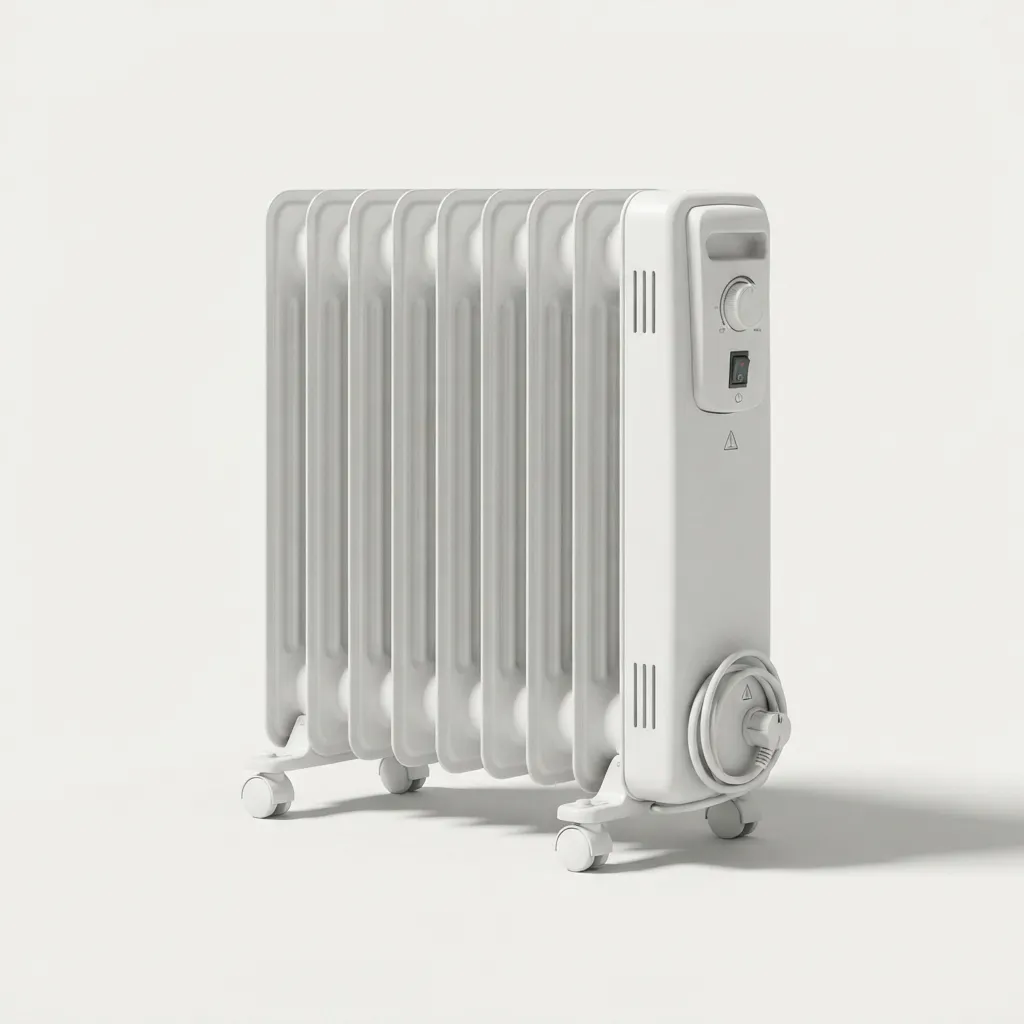 Oil-filled radiator space heater on wheels